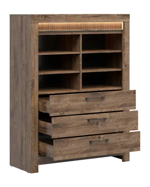 Estantería Torin 114 cm con 3 cajones y 6 estantes roble ribbeck marrón