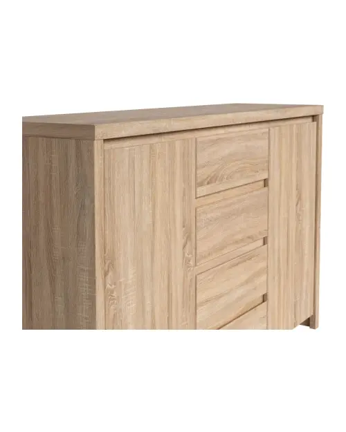 Cómoda Kaspian 144 cm con 2 puertas y 4 cajones roble sonoma
