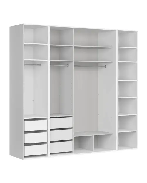 Szafa modułowa Flex 250 cm przesuwna z drzwiami i lustrem biała