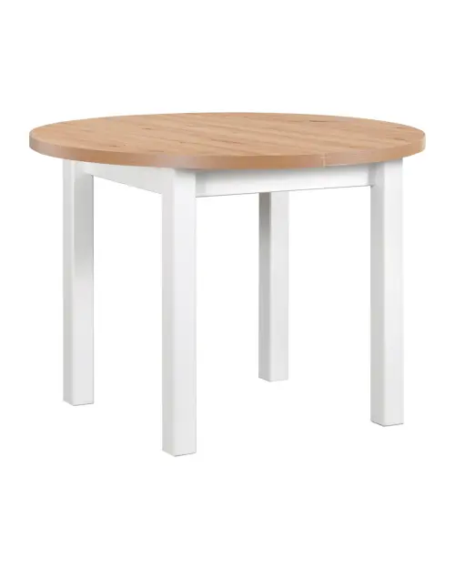 Mesa extensible redonda Balard 100-180/100 roble artisan/blanco