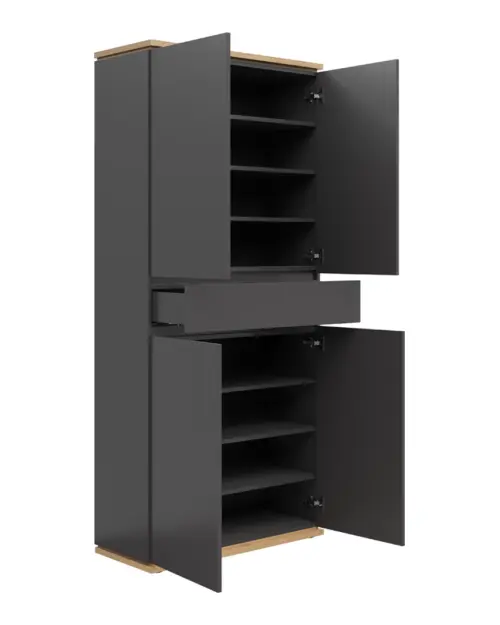 Mueble para pasillo Yamael 90 cm con 4 puertas y un cajón grafito