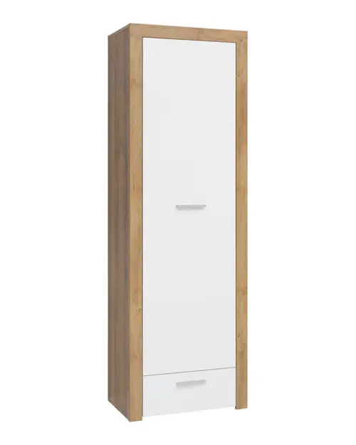 Estantería Balder 62 cm con puertas y cajón roble riviera/blanco brillo