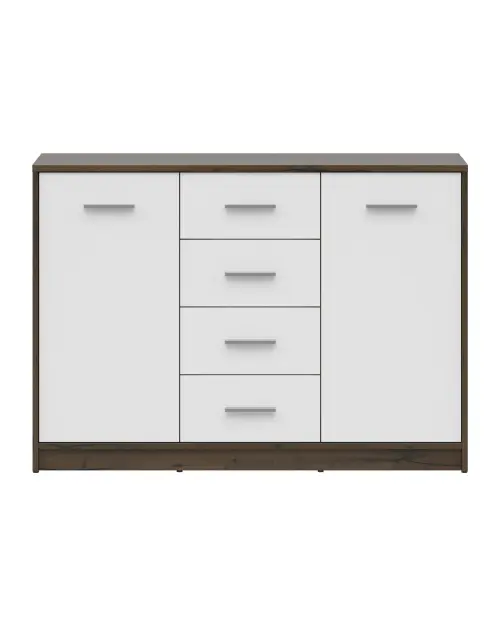 Cómoda Nepo Plus 119 cm con 2 puertas y 4 cajones roble noble/blanco
