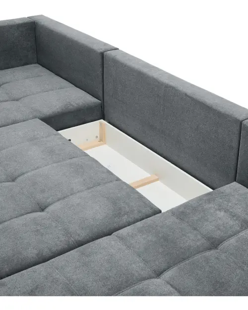 Sofá rinconera universal Norfolk convertible con arcón antracita