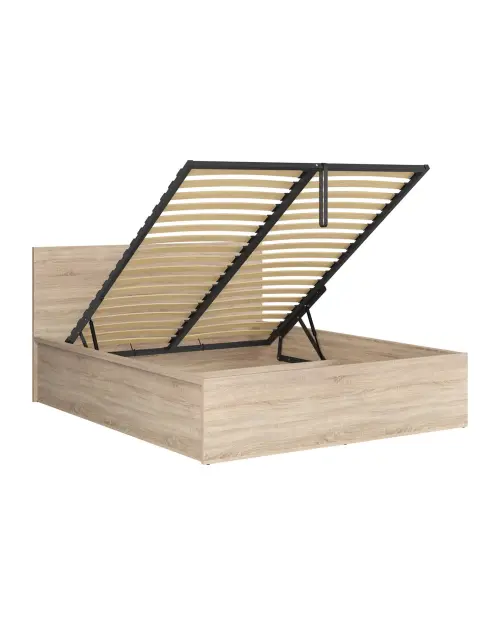 Cama Tetrix 160x200 con somier y contenedor roble sonoma