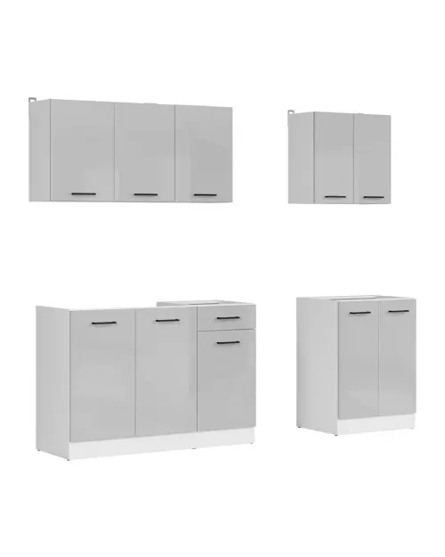 Zestaw kuchenny Junona Line A 180 cm jasnoszary połysk bez blatu