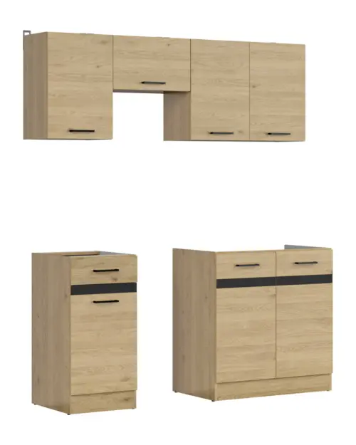 Conjunto de cocina Junona Line 170 cm roble bernstein sin encimera