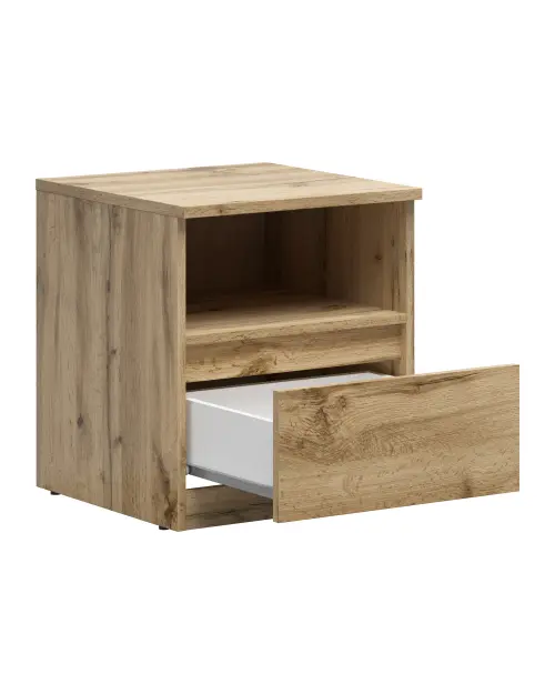 Mesita de noche Tetrix 45 cm con cajón roble wotan