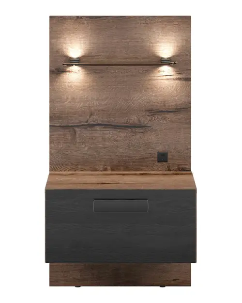 Mesita de noche Kassel 50 cm con cajón izquierda roble monastery