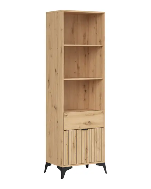 Estantería Lamea 60 cm con puerta, cajón y 3 estantes roble artisan