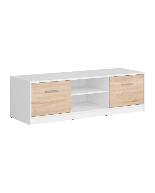 Mueble RTV Nepo Plus 138 cm con 2 puertas y estante blanco/roble sonoma