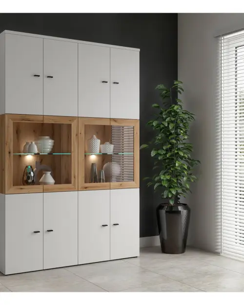 Vitrina System 64 con 2 puertas roble coast evoke