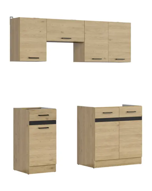 Conjunto de cocina Junona Line 180 cm roble bernstein sin encimera