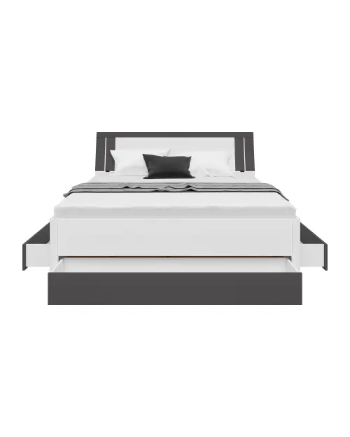 Cama Saturn 160x200 con 3 cajones blanco/grafito