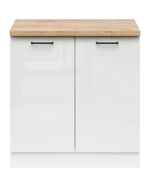 Mueble bajo de cocina Junona Line 80 cm brillo tiza con encimera