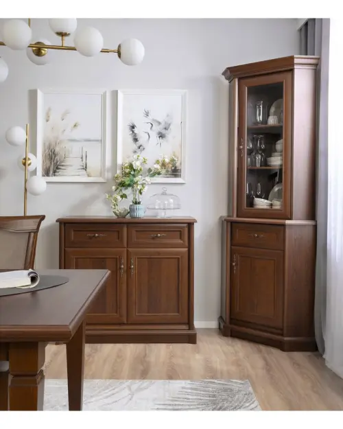 Vitrina Kent 71 cm con 2 puertas derecha castaño