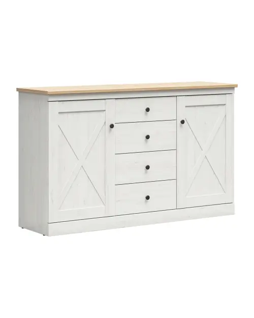Cómoda Frija 153 cm con 2 puertas y 4 cajones pino andersen blanco