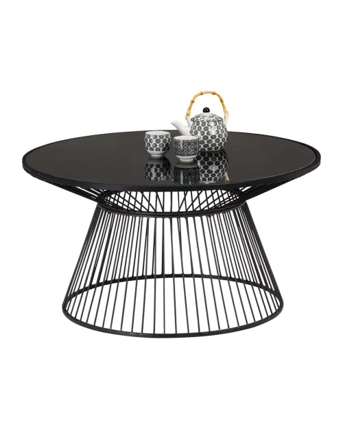 Mesa de cristal redonda Raven 80 cm negra