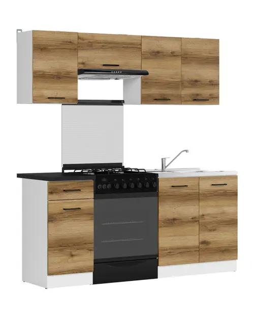 Conjunto de cocina Junona Line 180 cm roble delano claro con encimera