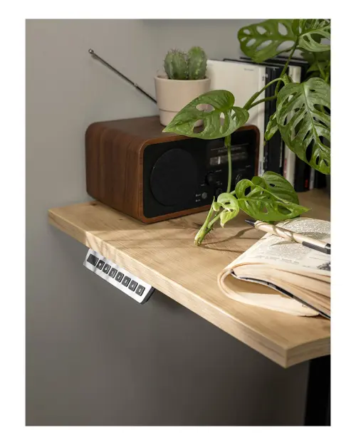 Escritorio de esquina con regulación eléctrica Space Office 160 cm derecho roble artisan