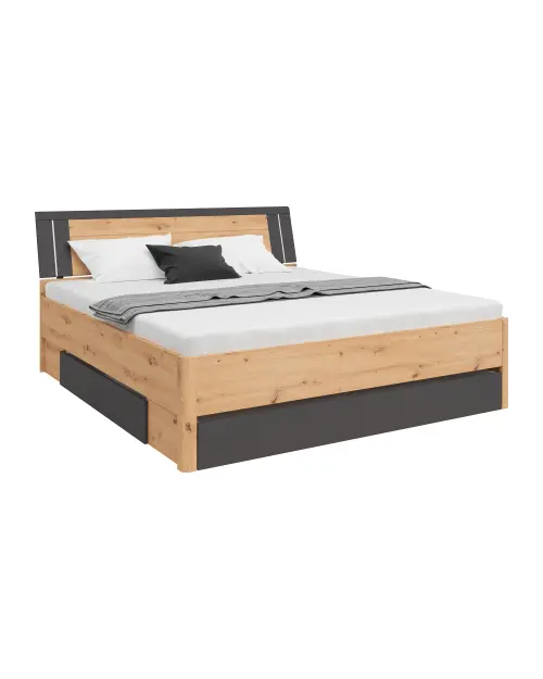 Cama Saturn 180x200 con 3 cajones roble artisan/grafito