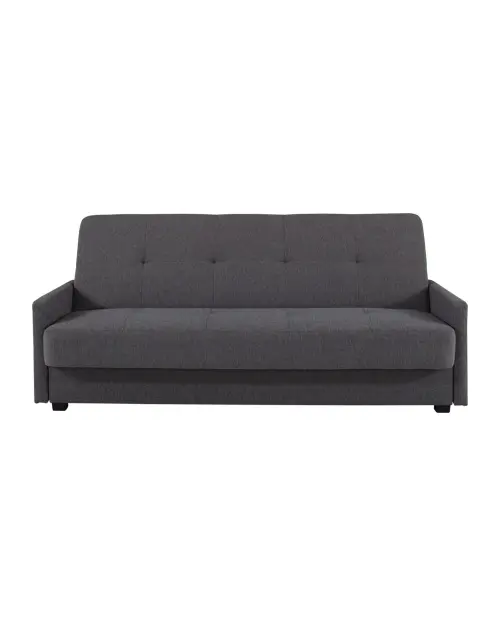 Maro three-seater sofa bed with storage, dark grey woven fabric