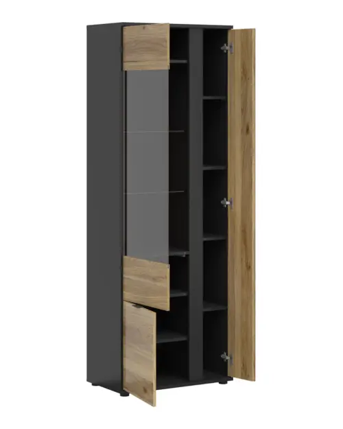 Vitrina Luen 70 cm con 3 puertas roble tegola/roble mauvella