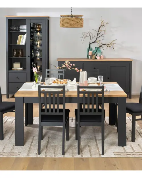 Mesa extensible Hesen 160/200x90 roble artisan/grafito