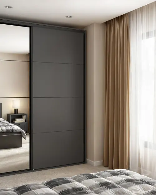 Шкаф-купе Flex 200 см с зеркалом графитовый