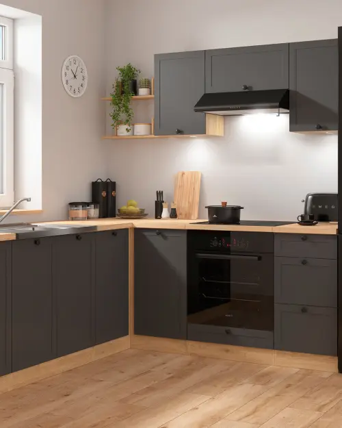 Conjunto de cocina de esquina Junona Line 200x220 grafito sin encimera