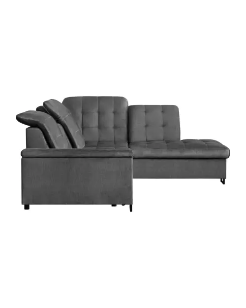 Угловой диван правосторонний Aragon раскладной с регулируемым подголовником и сиденьем серый