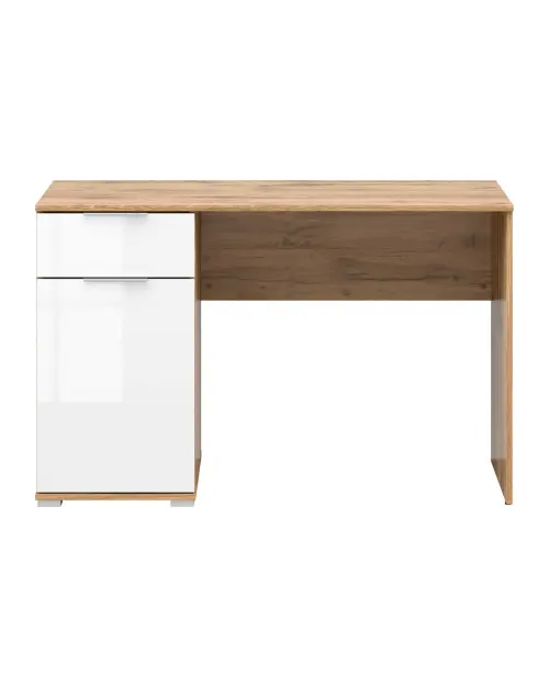 Escritorio Zele 120 cm con puerta y cajón roble wotan/blanco