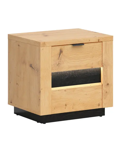 Mesita de noche Ostia 54 cm con cajones roble artisan/roble negro