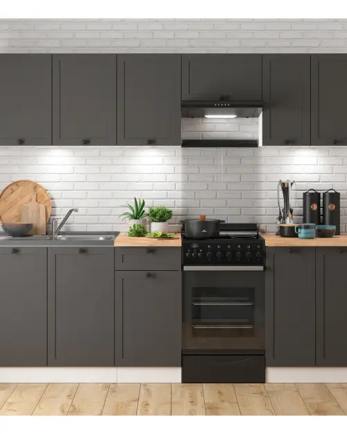 Zestaw kuchenny Junona Line 230 cm grafitowy bez blatu