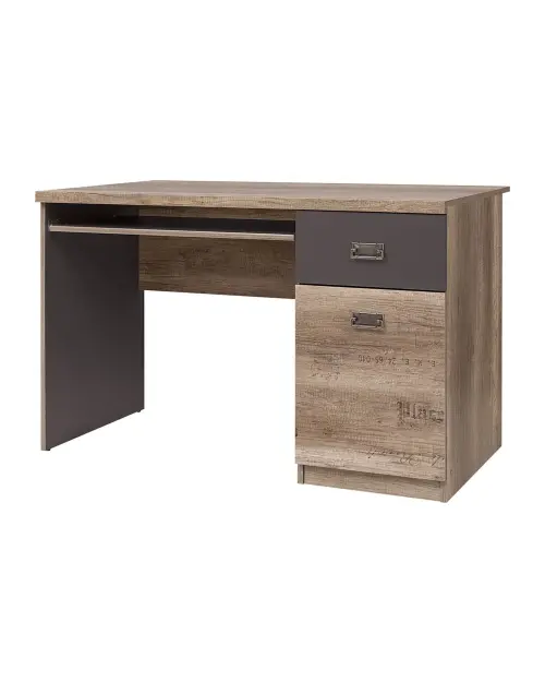 Escritorio Malcolm 120 cm con puerta y cajón roble canyon monument