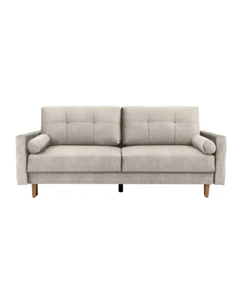 Sofa trzyosobowa rozkładana Torent z pojemnikiem, beżowy welur