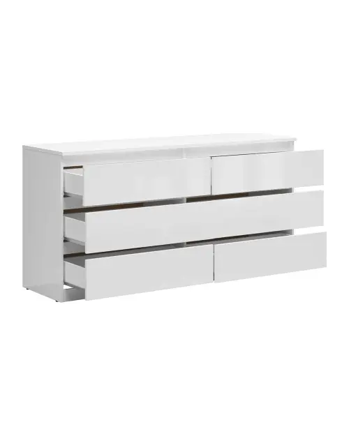 Cómoda Tetrix 150 cm con 6 cajones blanco brillo