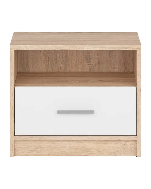 Mesita de noche Nepo Plus 49 cm con cajón roble sonoma/blanco