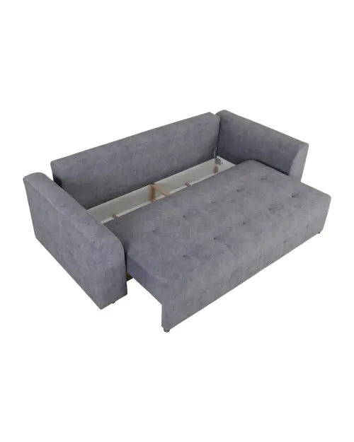 Three-seater sofa Royal IV fold-out with storage dark grey
