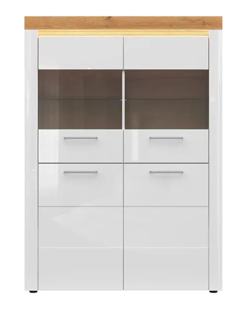 Vitrina Horton 119 cm con 4 puertas blanco brillo