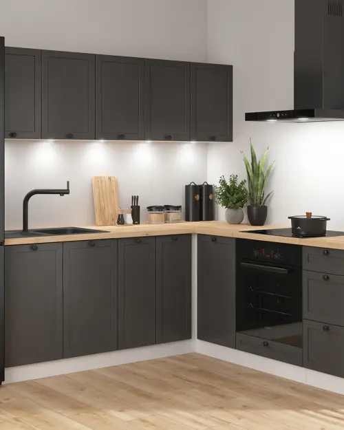 Conjunto de cocina rinconera Junona Line 200x200 grafito sin encimera