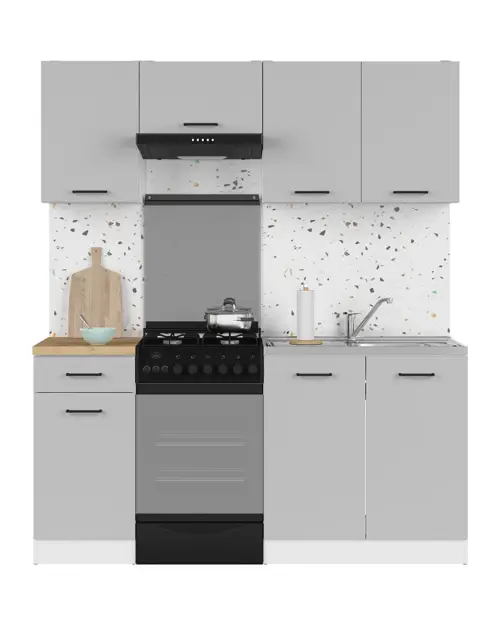 Zestaw kuchenny Junona Line 170 cm jasnoszary połysk z blatem