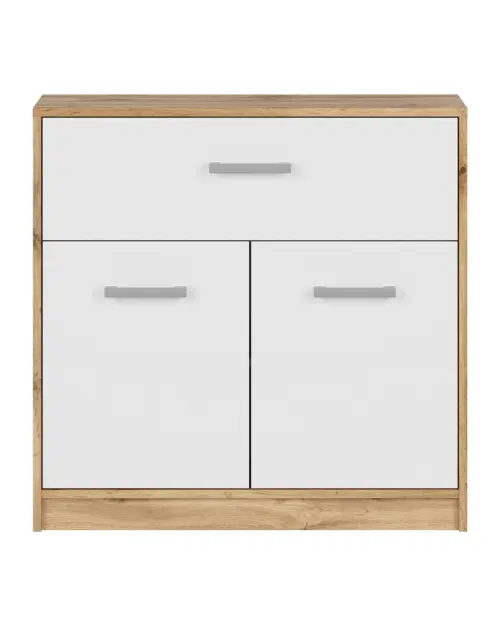 Cómoda Matos 80 cm con 2 puertas y un cajón roble wotan/blanco
