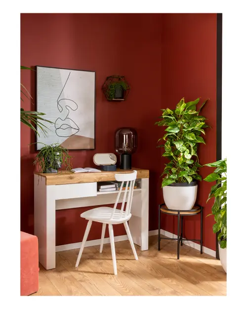 Tocador Holten 106 cm con cajón y estante blanco brillo