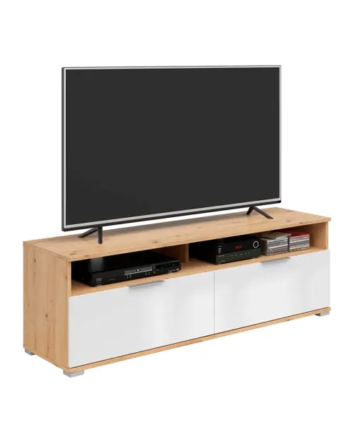 Mueble tv Zele con 2 cajones roble artisan/blanco brillo