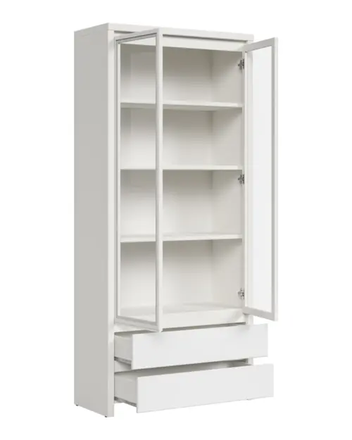 Вітрина Kaspian 90 см з 2 дверцятами та 2 шухлядами біла