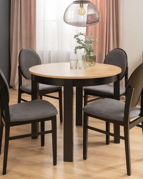 Mesa extensible Bernardin NEO 100-176/76 roble artisan/negro