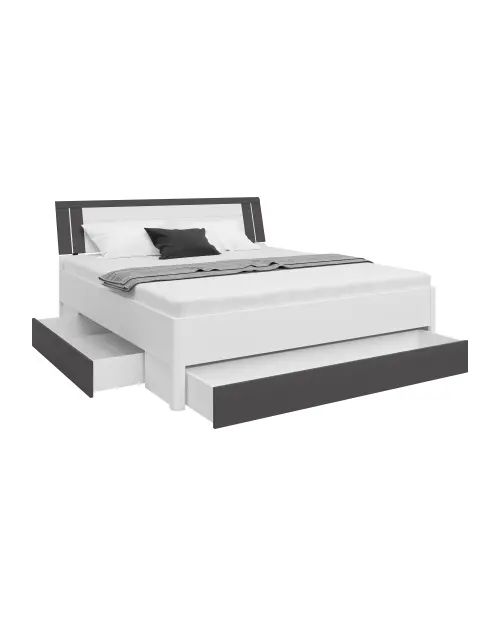 Cama Saturn 180x200 con 3 cajones blanco/grafito