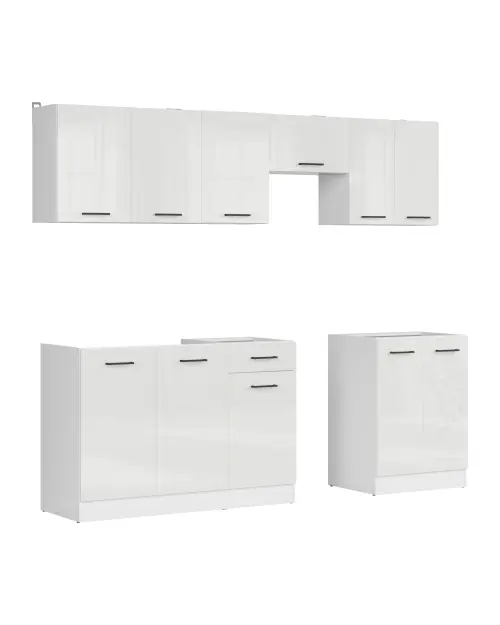 Conjunto de cocina Junona Line 230 cm brillo tiza sin encimera