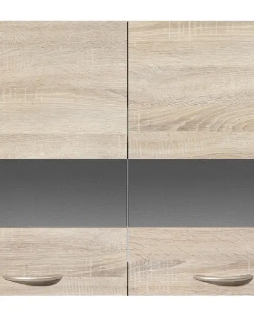 Armario de cocina superior Junona Line 80 cm de dos puertas con vitrina roble sonoma